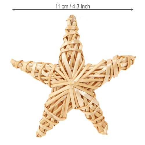 Prodotto Stelle decorative per albero di Natale in rattan naturale da 11 cm, 6 pezzi