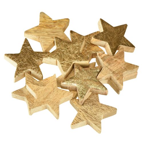 Prodotto Stelle decorative in legno di mango naturale dorato Ø5cm 12 pezzi