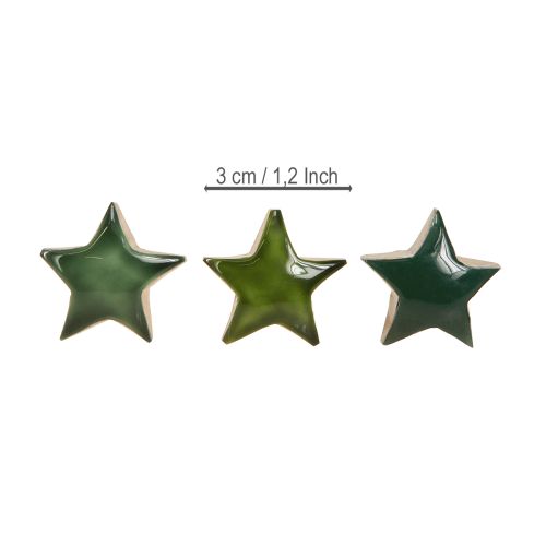 Prodotto Stelle decorative in legno, stelle verdi, decorazione sparsa, 3 cm, 9 pezzi
