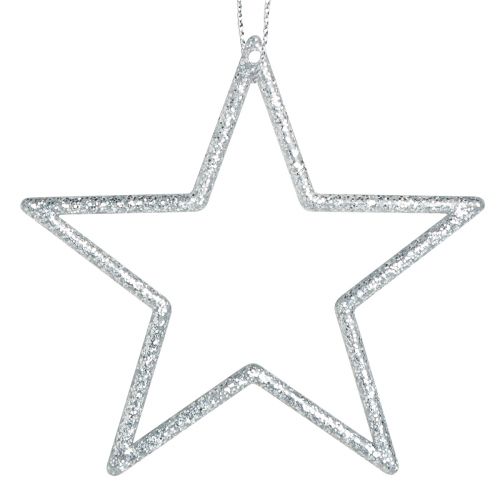 Prodotto Stelle di Natale decorative da appendere in argento 7,5 cm 40 pz