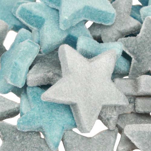 Prodotto Stelle decorative floccate blu Ø4/5cm 40 pezzi
