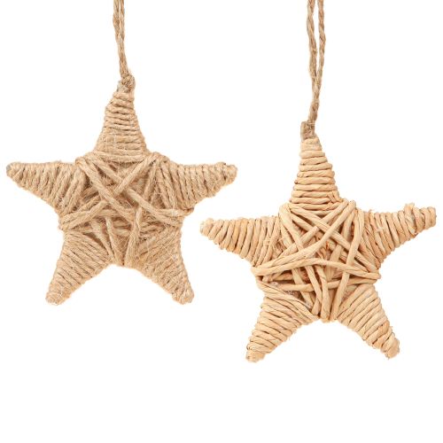 Stelle decorative per appendere decorazioni per alberi in rafia di canapa 7,5 cm 8 pezzi