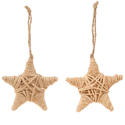 Prodotto Stelle decorative per appendere decorazioni per alberi in rafia di canapa 7,5 cm 8 pezzi
