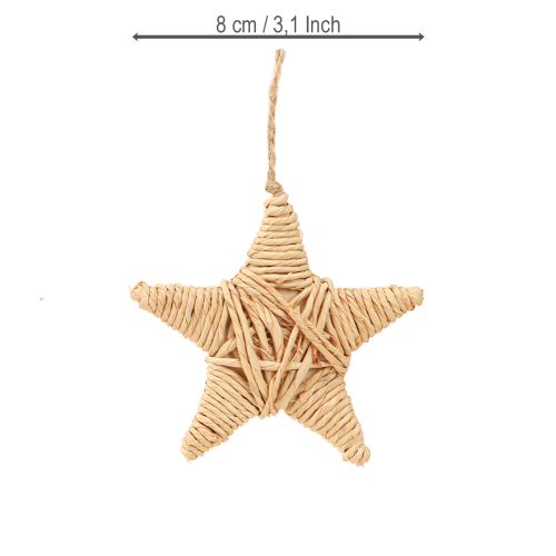 Prodotto Stelle decorative per appendere decorazioni per alberi in rafia di canapa 7,5 cm 8 pezzi