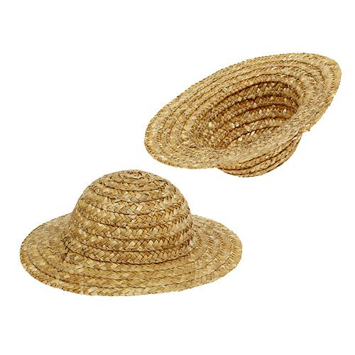 Floristik24 Cappello decorativo in paglia Ø16cm Naturale 12St