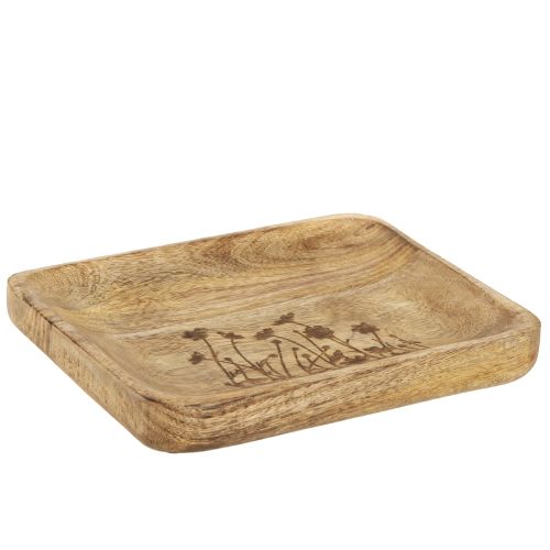 Prodotto Vassoio decorativo in legno con motivo floreale in legno di mango 20×15,5 cm
