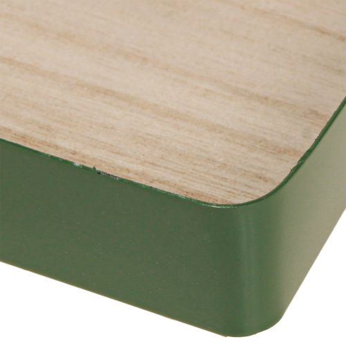 Prodotto Vassoio decorativo in metallo quadrato con base in legno verde 25,5×25,5cm