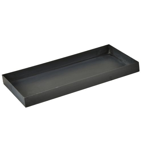 Vassoio decorativo in metallo grigio nero lavato 30×15cm