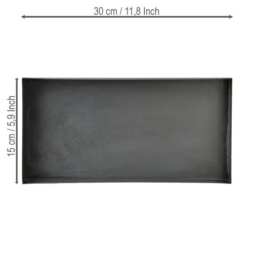 Prodotto Vassoio decorativo in metallo grigio nero lavato 30×15cm