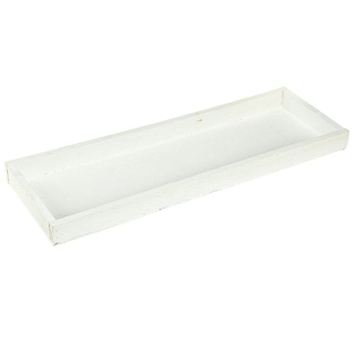 Vassoio decorativo vassoio oblungo in legno bianco shabby 42×14×3 cm 3pz