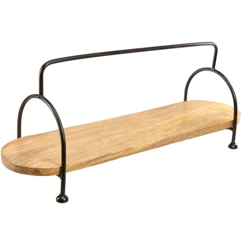Prodotto Vassoio decorativo, vassoio ovale allungato in legno con manico 70 cm