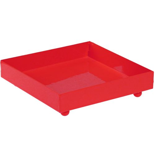Vassoio decorativo quadrato in metallo rosso 15×15cm 2 pezzi