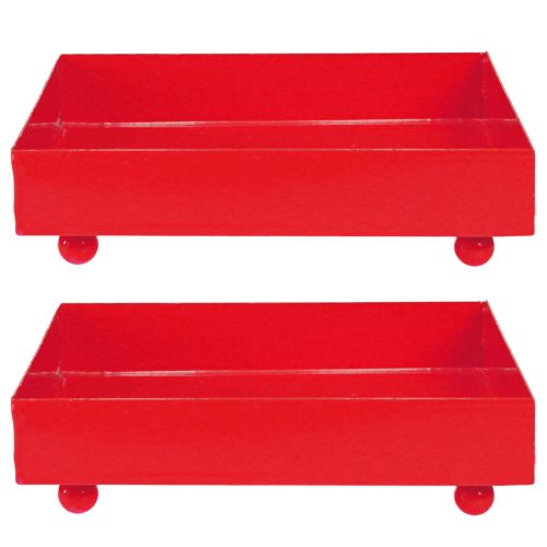 Prodotto Vassoio decorativo quadrato in metallo rosso 15×15cm 2 pezzi