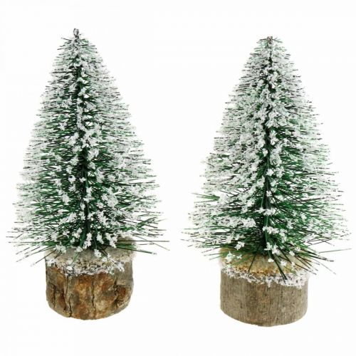 Floristik24 Decorazione natalizia, abete decorativo, mini abete verde innevato H15cm Ø9,5cm 6 pezzi