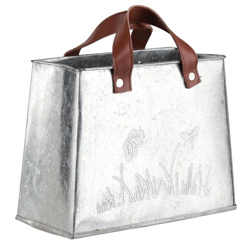 Prodotto Borsa decorativa portavasi in metallo argento bianco marrone L22cm 2 pezzi