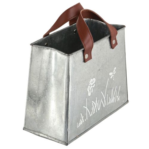 Prodotto Borsa decorativa portavasi in metallo argento bianco marrone L22cm 2 pezzi