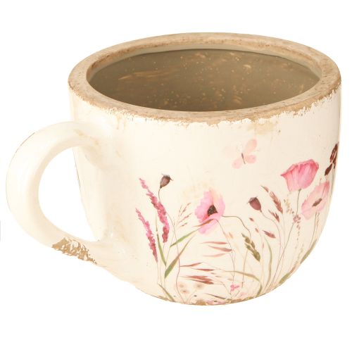 Prodotto Tazza decorativa in ceramica papavero crackle color crema 15cm×12.5cm