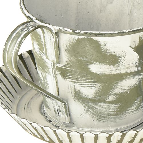 Prodotto Tazza decorativa in metallo bianco anticato Ø9cm H8cm 2 pezzi