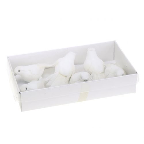 Floristik24 Piccioni Deco sul filo bianco 9 cm 6 pezzi