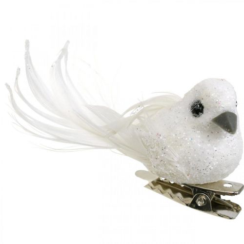 Prodotto Coppia di colombe decorative Uccelli decorativi con clip bianco L5cm 4 pezzi