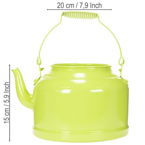 Teiera decorativa in metallo, verde mela - vaso da fiori - Ø20cm H15cm - versatile decorazione da giardino e idea regalo | Floristik24.it