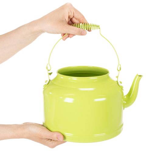 Teiera decorativa in metallo, verde mela - vaso da fiori - Ø20cm H15cm - versatile decorazione da giardino e idea regalo | Floristik24.it