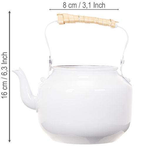 Teiera decorativa, fioriera, in metallo, bianca, stile shabby chic, Ø8,6 cm, H16 cm, vaso da fiori decorativo vintage | Floristik24.it