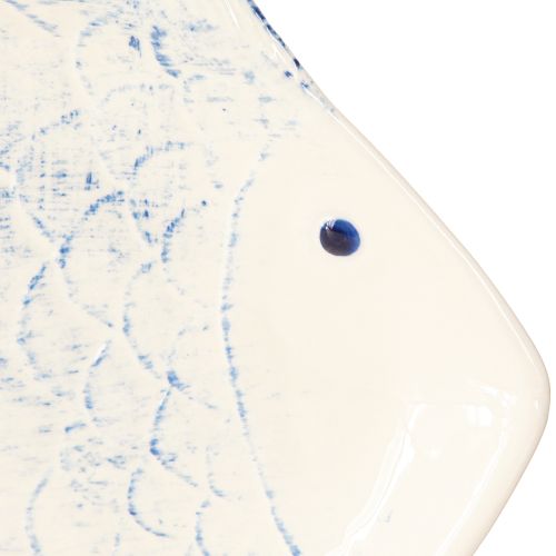 Prodotto Piatto decorativo pesce decorazione da tavolo in ceramica blu bianco 30×22cm