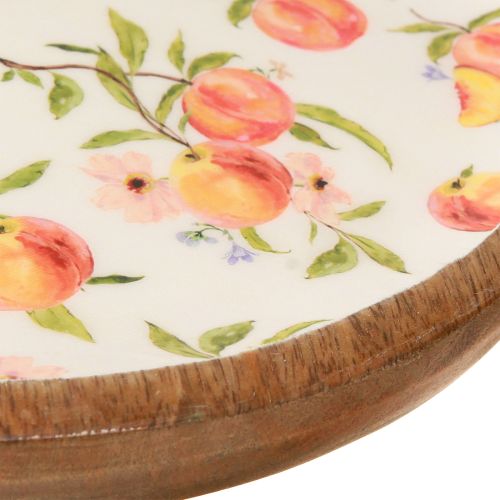 Prodotto Piatto decorativo con base in legno di mango motivo pesca Ø26cm H9,5cm