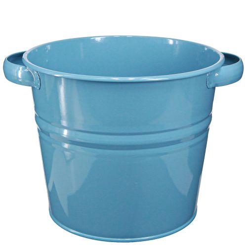 Floristik24 Vaso decorativo da fiori in metallo in blu 31 cmx26 cmx21,5 cm