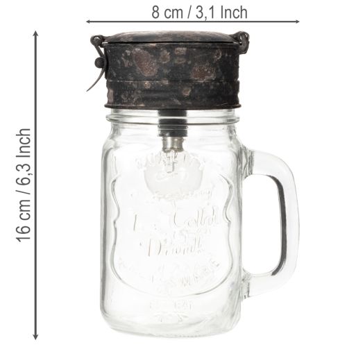 Bicchiere decorativo con lampada a LED Ø8cm H16cm | Floristik24.it