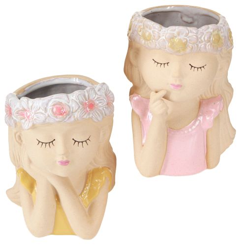 Floristik24 Vaso decorativo in ceramica fioriera ragazza Ø7,5cm H16cm 2pz