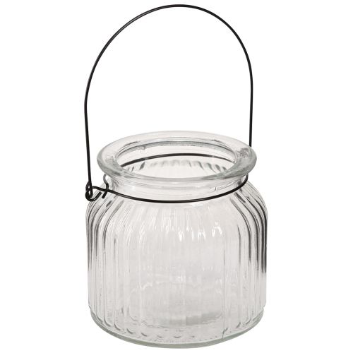 Floristik24 Vaso decorativo retro manico a lanterna in vetro Ø10cm H10cm 2 pezzi