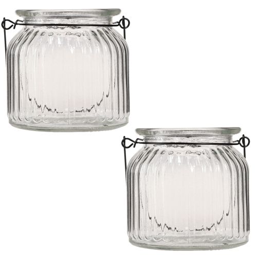 Prodotto Vaso decorativo retro manico a lanterna in vetro Ø10cm H10cm 2 pezzi
