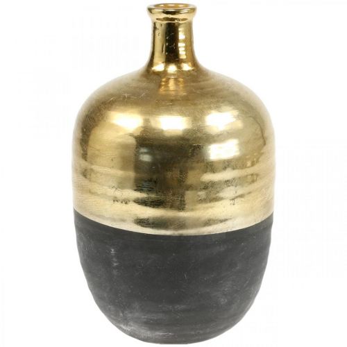 Prodotto Vaso decorativo Vaso per fiori nero/oro Ceramica Ø18cm H29cm