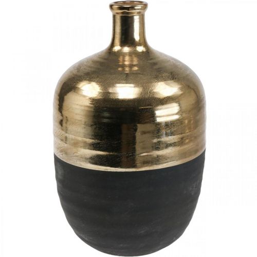Vaso Decorativo Vaso Ceramica Nero/Oro Grande Ø21cm H37.5cm