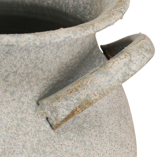 Prodotto Vaso decorativo con manici fioriera vintage in metallo grigio H13 cm