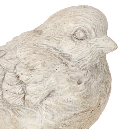 Prodotto Statuetta decorativa di uccello passero in pietra fusa bianca H12,5cm