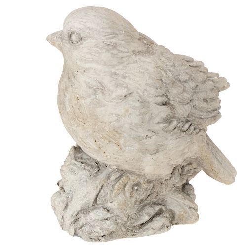 Prodotto Statuetta decorativa di uccello passero in pietra fusa bianca H12,5cm