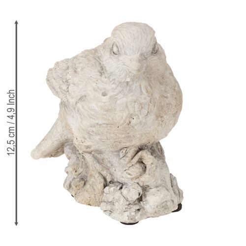Prodotto Statuetta decorativa di uccello passero in pietra fusa bianca H12,5cm