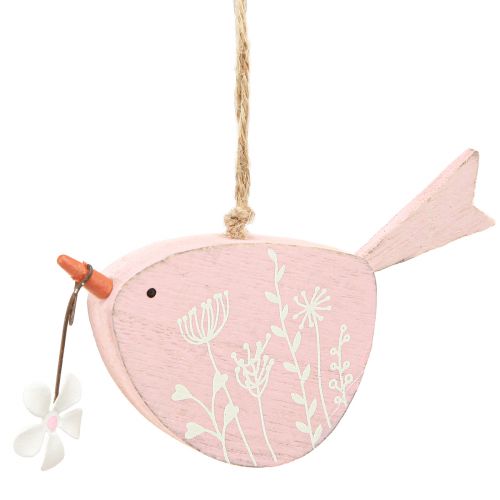 Floristik24 Uccellino decorativo decorazione primaverile da appendere decorazione in legno rosa 15×8,5 cm