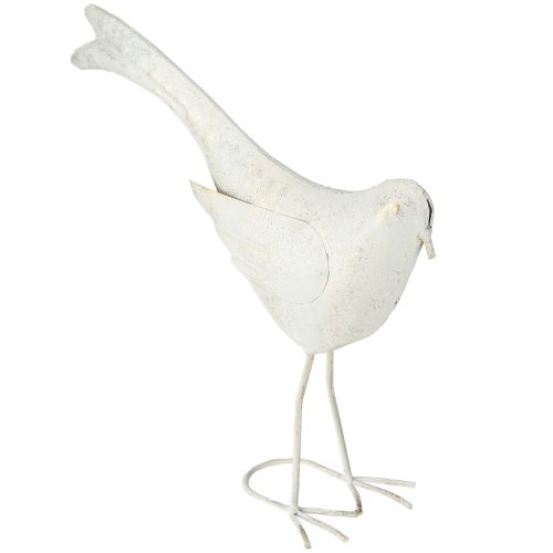 Prodotto Uccello decorativo Figura decorativa in metallo Vintage Bianco Oro 35x32,5cm