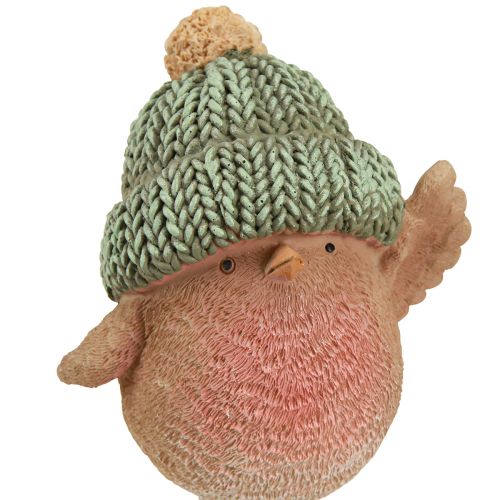 Prodotto Uccello decorativo con cappello decorazione invernale blu verde H18cm 2 pz