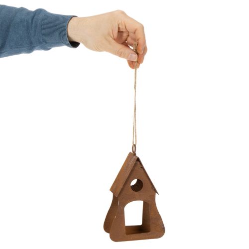 Casetta per uccelli decorativa da appendere, colore ruggine, 17,5 cm | Floristik24.it