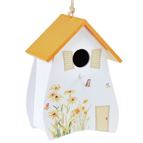 Floristik24 Casetta per uccelli decorativa da appendere bianco giallo estivo H21cm 2 pezzi