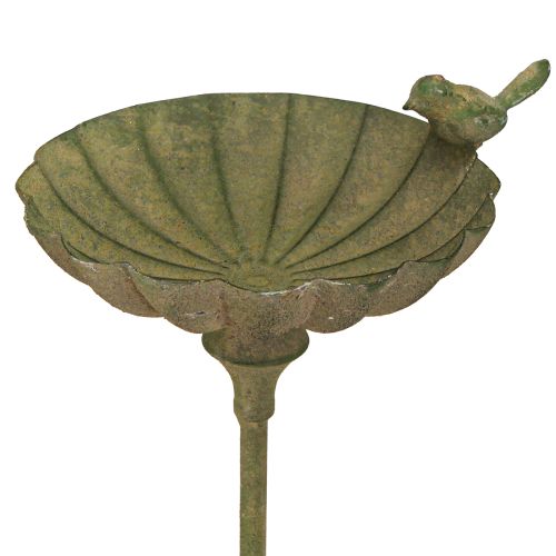 Floristik24 Ciotola decorativa per bagno degli uccelli in metallo verde antico Ø16,5cm H34,5cm