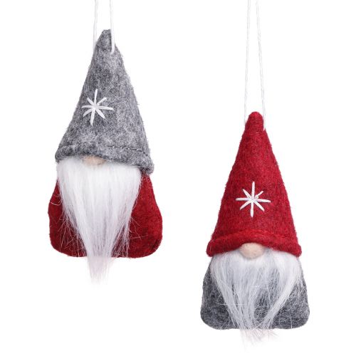 Gnomo decorativo Decorazioni per albero di Natale in feltro rosso grigio 5×9 cm 6 pz