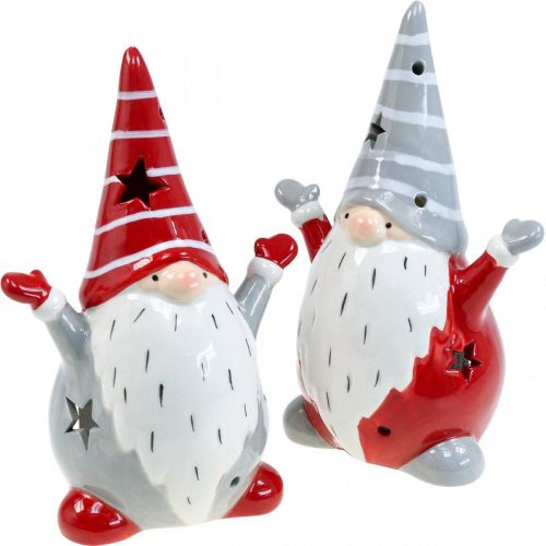 Floristik24 Deco Gnomo Portacandele Natale H18cm 2pz