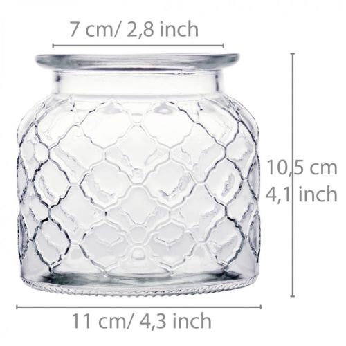 Floristik24 Lanterna decorativa motivo a rombi, vaso di vetro, vaso di vetro, decorazione a candela 2 pezzi