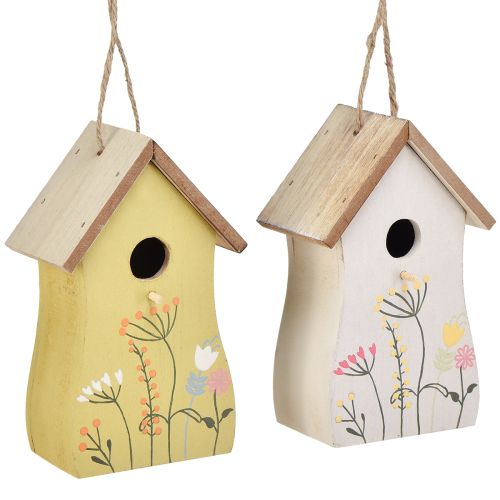 Prodotto Decorazione per casetta per uccelli da appendere in legno bianco giallo 13 cm 2 pz
